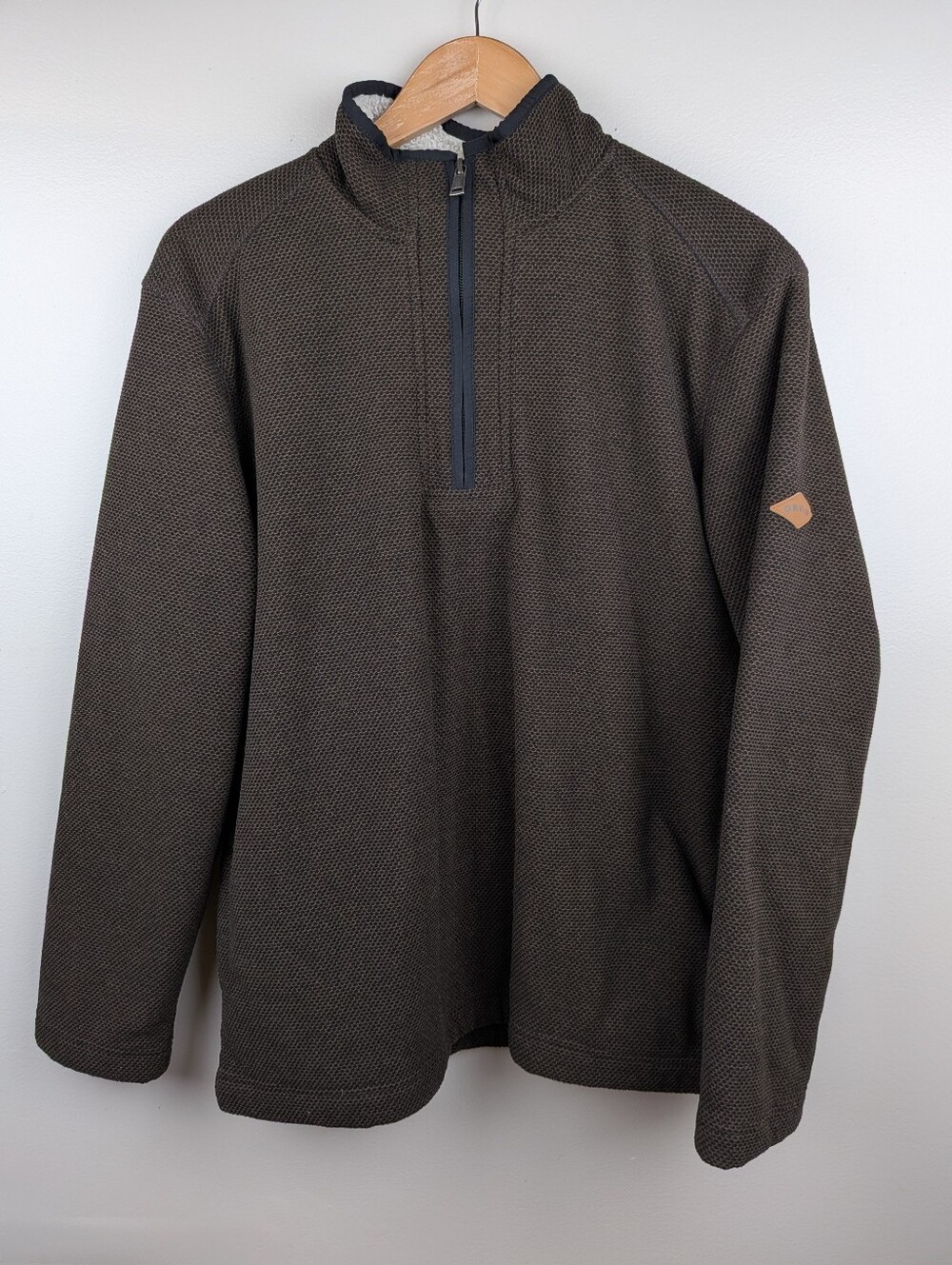 Orvis Men's Brighton Brown Sherpa 1/4 Pullover Sweater Jacket Medium Cabincore